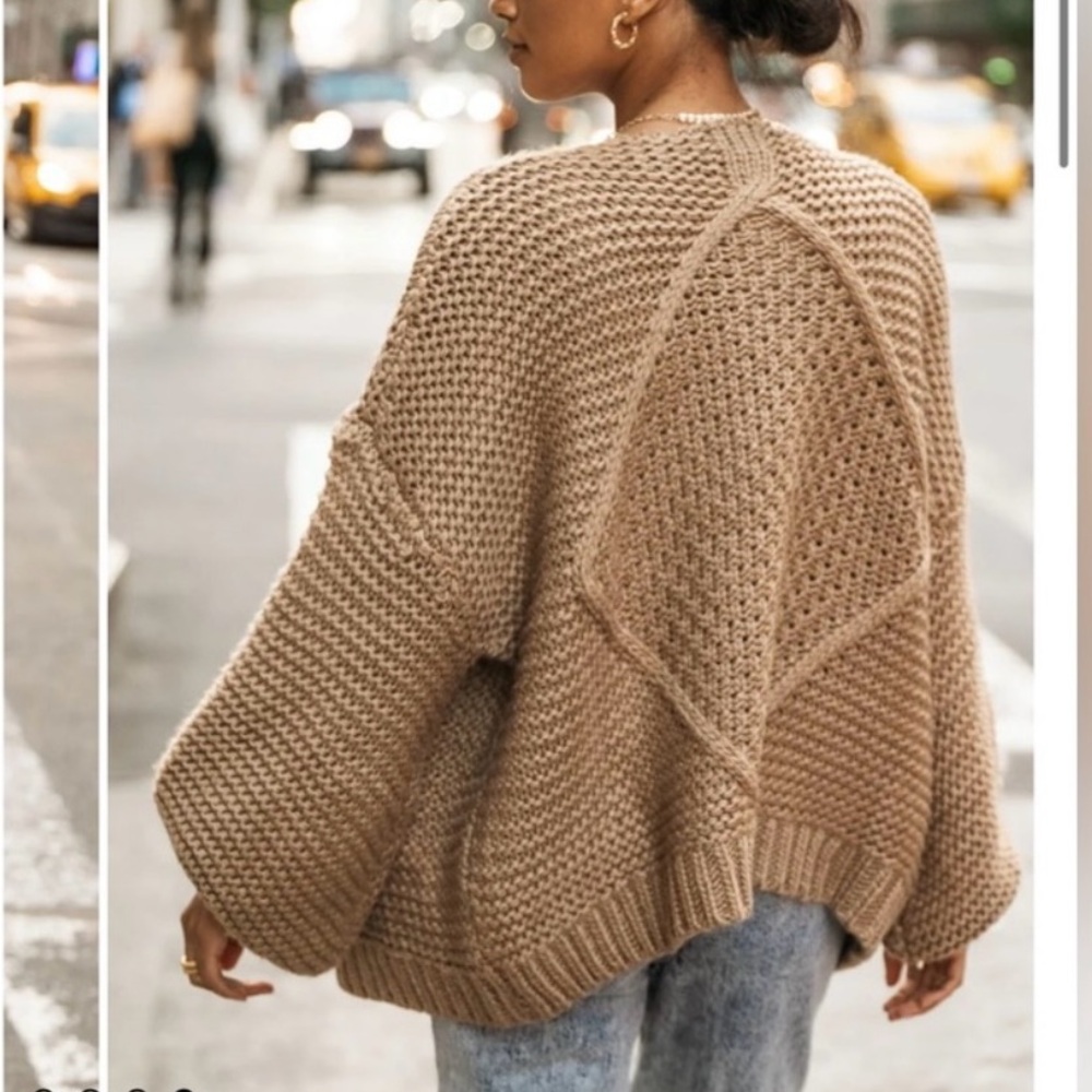 BOHME MAREN CABLE KNIT SWEATER in the color taupe. Worn once in EXCELLENT SHAPE - Picture 3 of 4